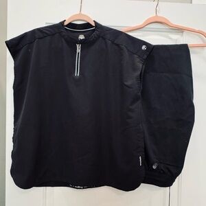 healing hands Black half zip scrub top, pants, & jacket set